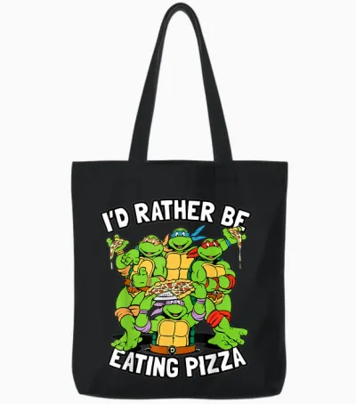 I'd Rather Be Eating Pizza Tmnt Tote Bags - Black