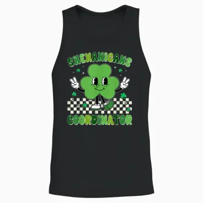 Funny Shenanigans Squad Teacher Retro St Patrick's Day Unisex Tank Top - Black