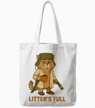 Litter’s Full Funny Cat Lovers Christmas Xmas Tote Bags - White