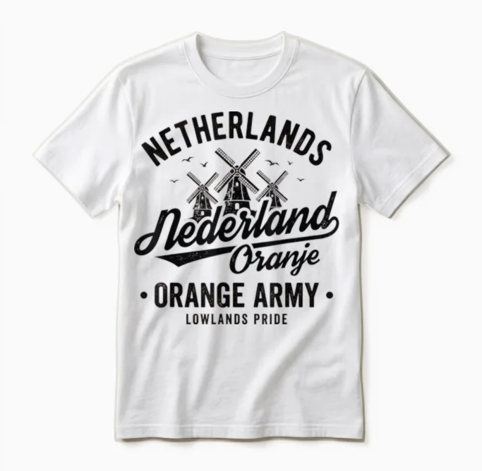 Netherlands Tshirt Dutch Holland Netherland Nederland Unisex T-Shirt in White