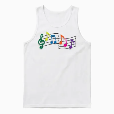 Music Notes Unisex Tank Top - White