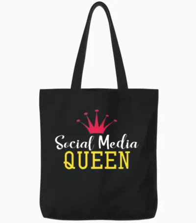 Social Media Queen Tote Bags - Black