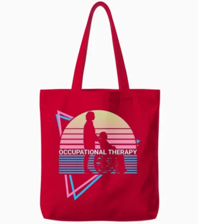 Occupational Therapy Retro Tote Bags - Red