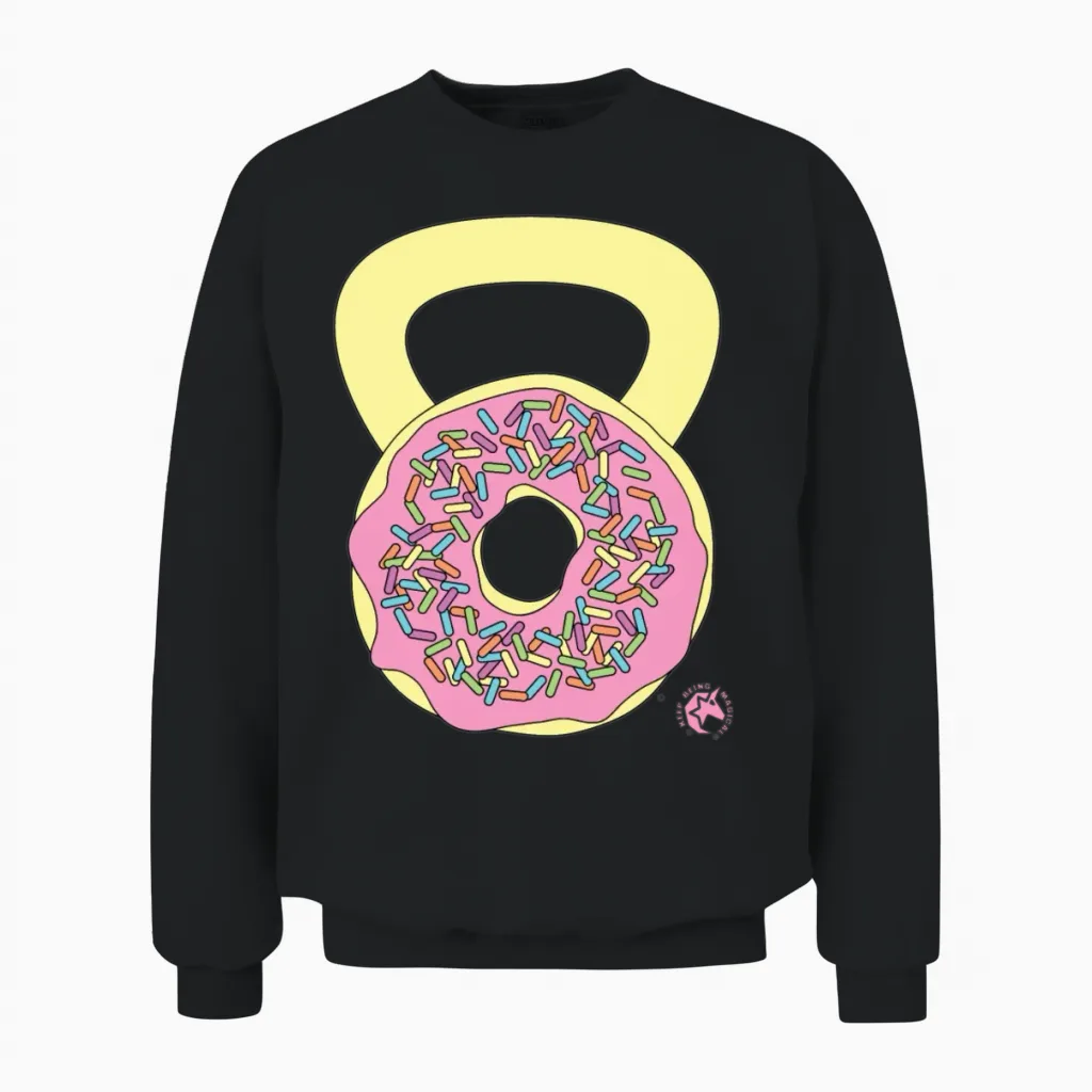 Doughnut Kettlebell Outline Unisex Sweatshirt in Black