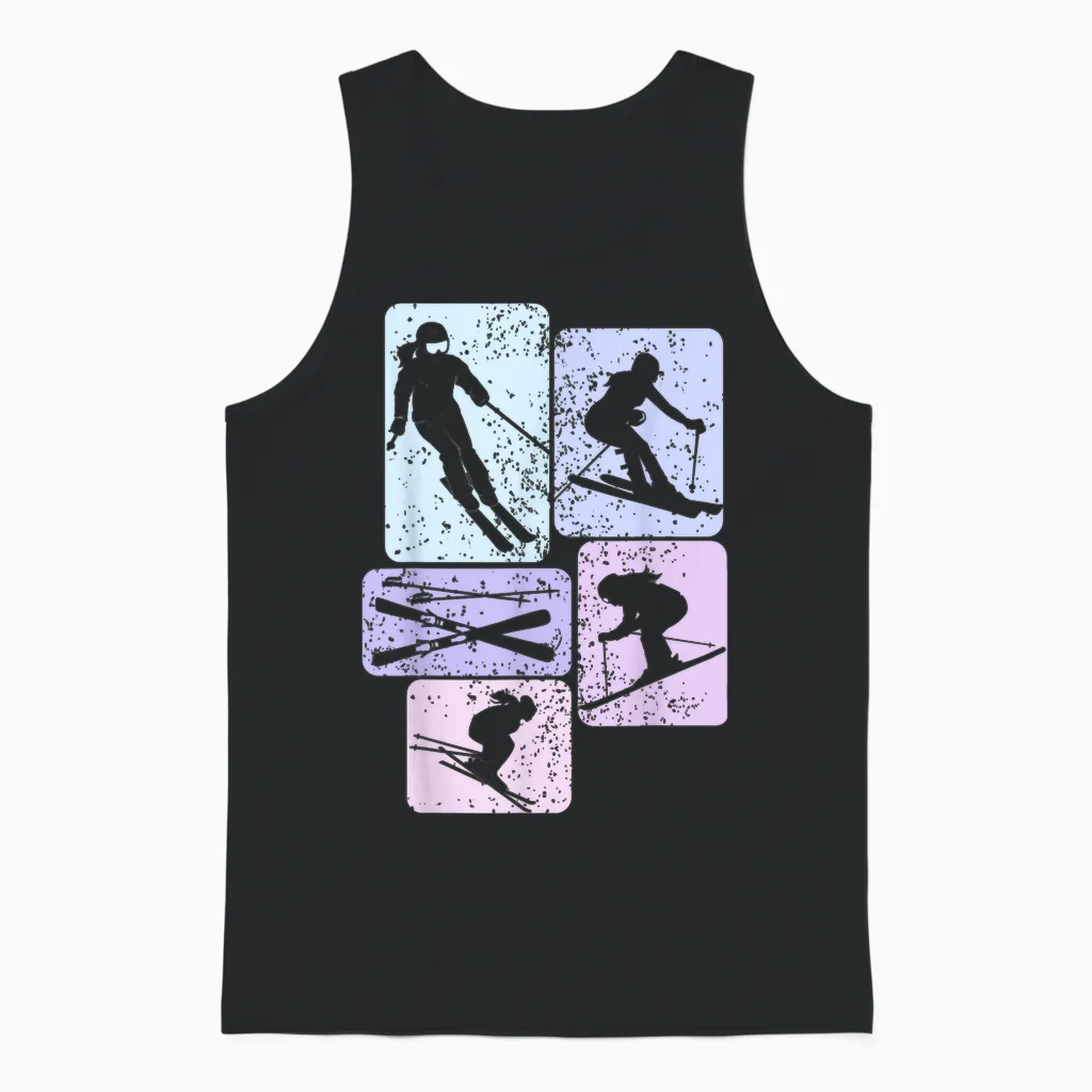 Ski Skiing Skier Girl's Unisex Tank Top in Black