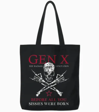 X Generation Before All You Sissie Were Born Skull Rock Hand Tote Bags - Black