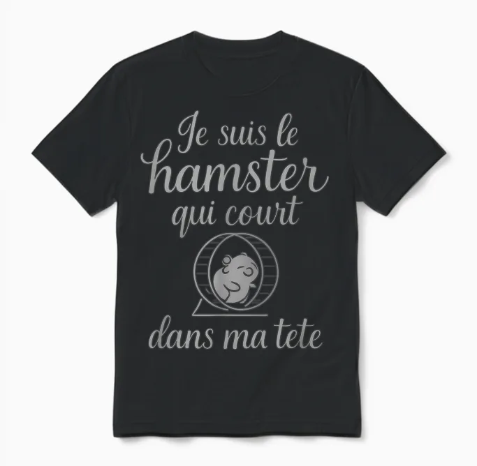 I'm the Hamster Running in My Head Novelty Unisex T-Shirt in Black