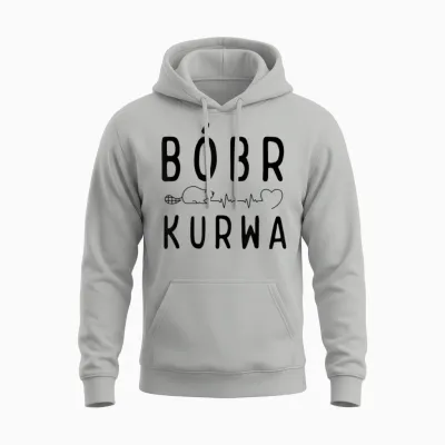 Polish Biber with "bober Kurwa" "yes Pierdole Bobr" T-Shirt, White, S Unisex Hoodie - Ash