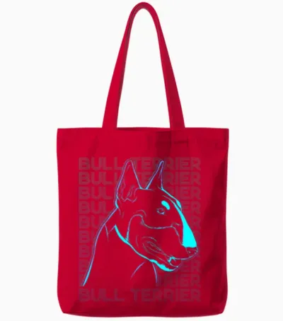 Bull Terrier Dog Retro Tote Bags - Red