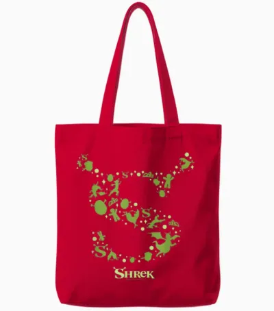 Shrek Character Silhouettes Iconic S Logo Tote Bags - Red