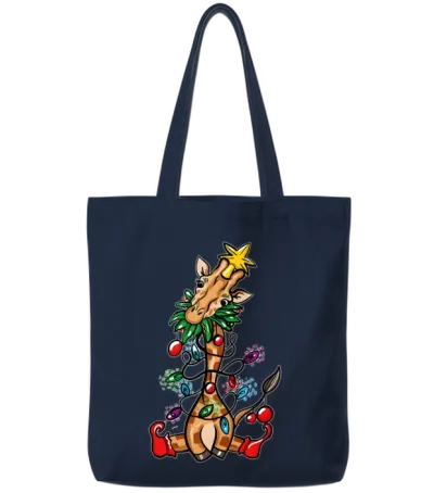 Funny Christmas Tree Giraffe Lover Gift Love Giraf Tote Bags - Navy