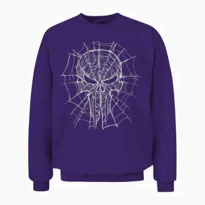 Marvel Studios Spider-Man: Bnd Movie 2026 Punisher Skull Web Unisex Sweatshirt - Purple