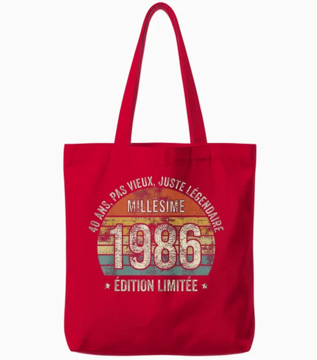 40 Years Funny Vintage 1986 Limited Edition Gift 40 Years Tote Bags in Red