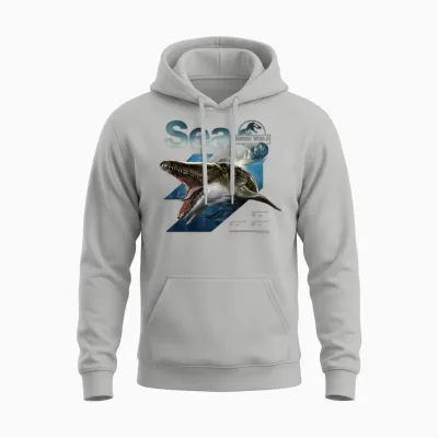 Jurassic World Rebirth Mosasaurus Sea Dinosaur T-Shirt, Black, S Unisex Hoodie - Ash