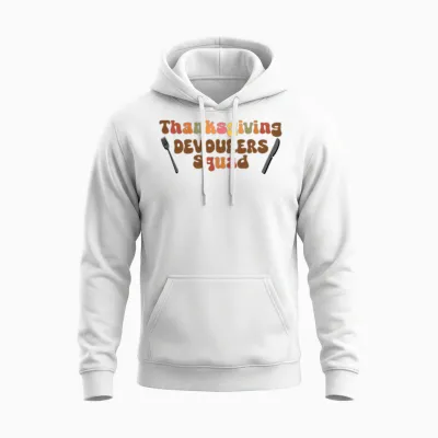 Funny Thanksgiving | Thanksgiving Devourers Squad Unisex Hoodie - White