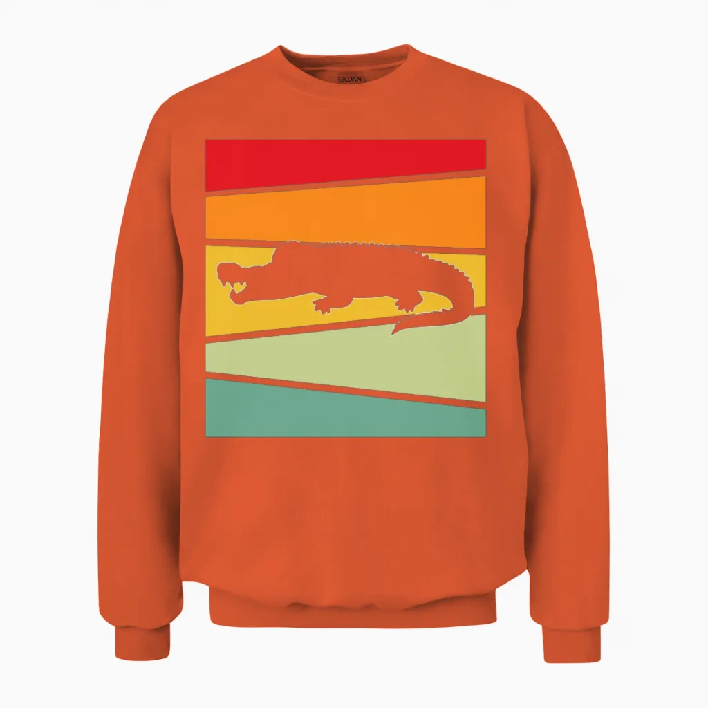 Crocodile Retro Unisex Sweatshirt in Orange