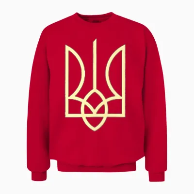 Ukraine Army Trident Symbol Central Ukrainian Zelensky Green Unisex Sweatshirt - Red