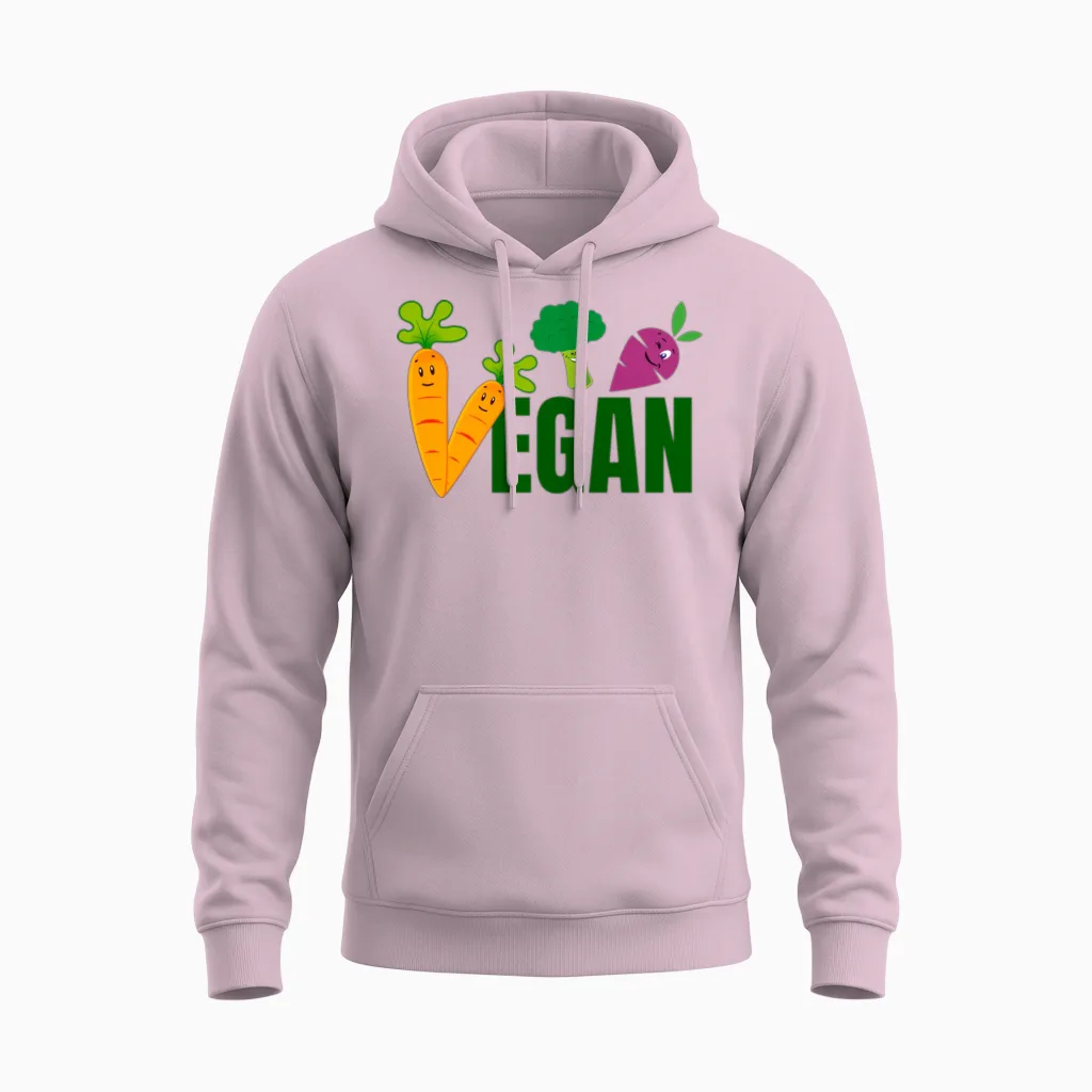 Vegan Funny Veggies Unisex Hoodie in Light Pink