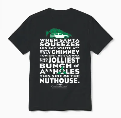 Warner Bros. Christmas Vacation Jolliest Bunch T-Shirt - Women's Unisex Small Red Short Sleeve Cotton Polyester Unisex T-Shirt - Black