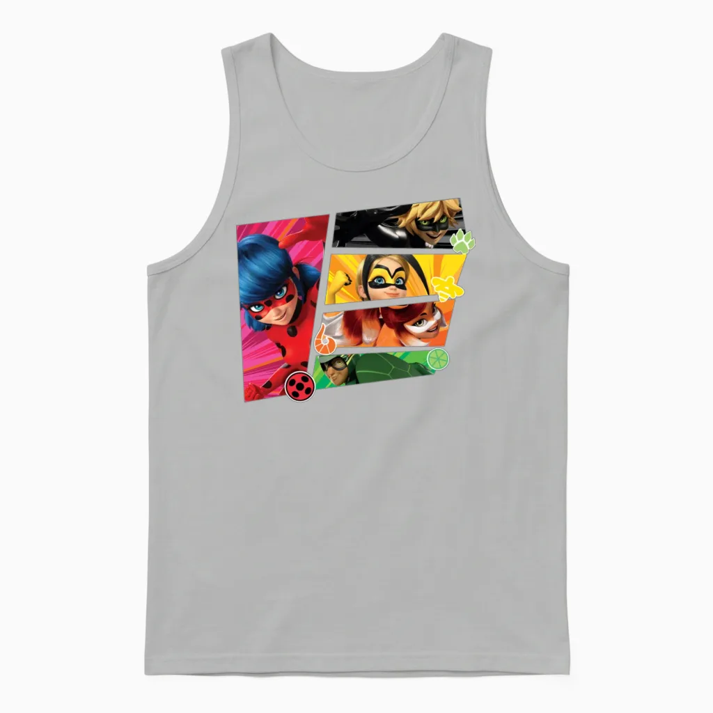 Miraculous Superheroes Unisex Tank Top in Ash