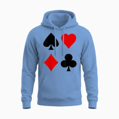Playing Cards Symbols Checked Spades Cross Heart Lady Skat Poker Unisex Hoodie - Carolina Blue