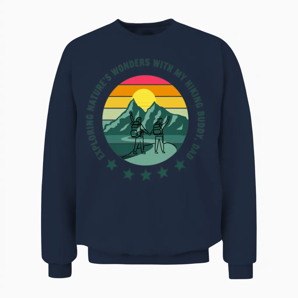 Hiking with Dad & Outdoors Gift Unisex Sweatshirt in Navy