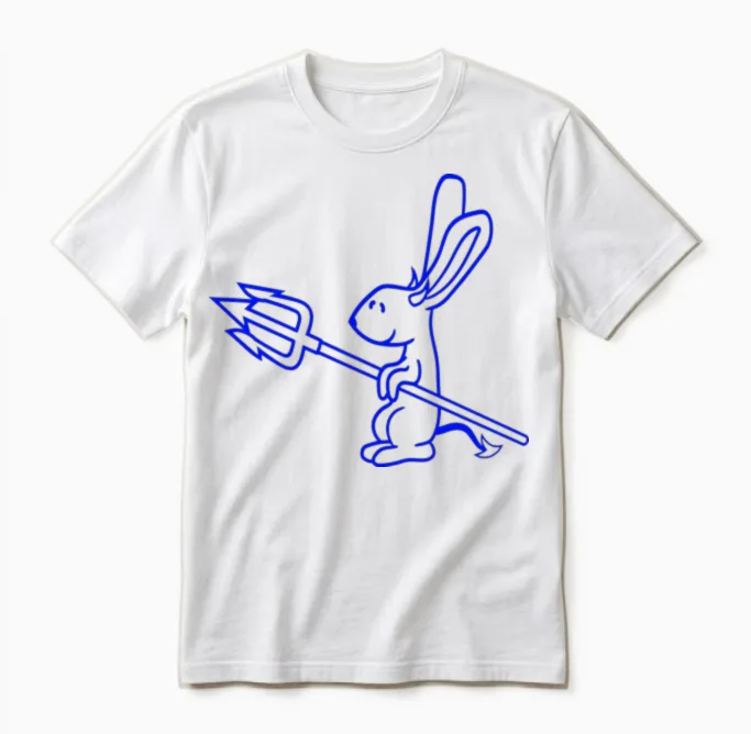 Rabbit Devil Demon Evil Satan Hell Trident Costume Unisex T-Shirt in White