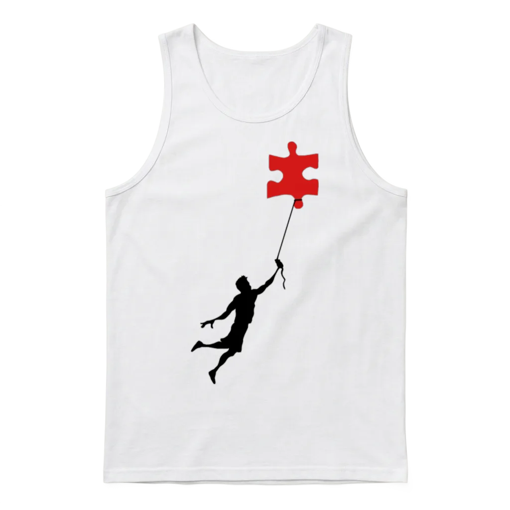 Floating Puzzle Unisex Tank Top - White