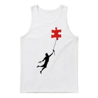 Floating Puzzle Unisex Tank Top - White – 1