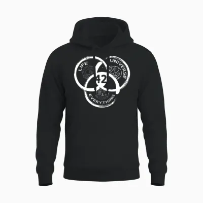 42 Answer to Life Universe and Everything Unisex Hoodie - Black