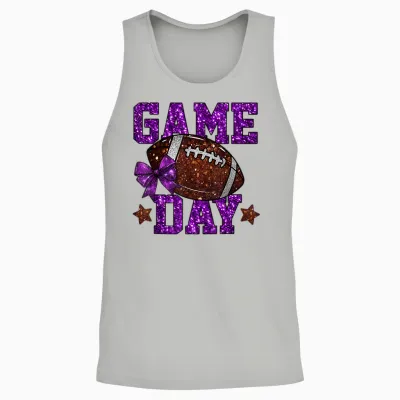 Game Day Touchdown Football Mom Girls Go Cheer Purple Unisex Tank Top - Ash
