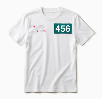 Children's Squid Game Player 456 Number and Logo Children's Unisex T-Shirt - White