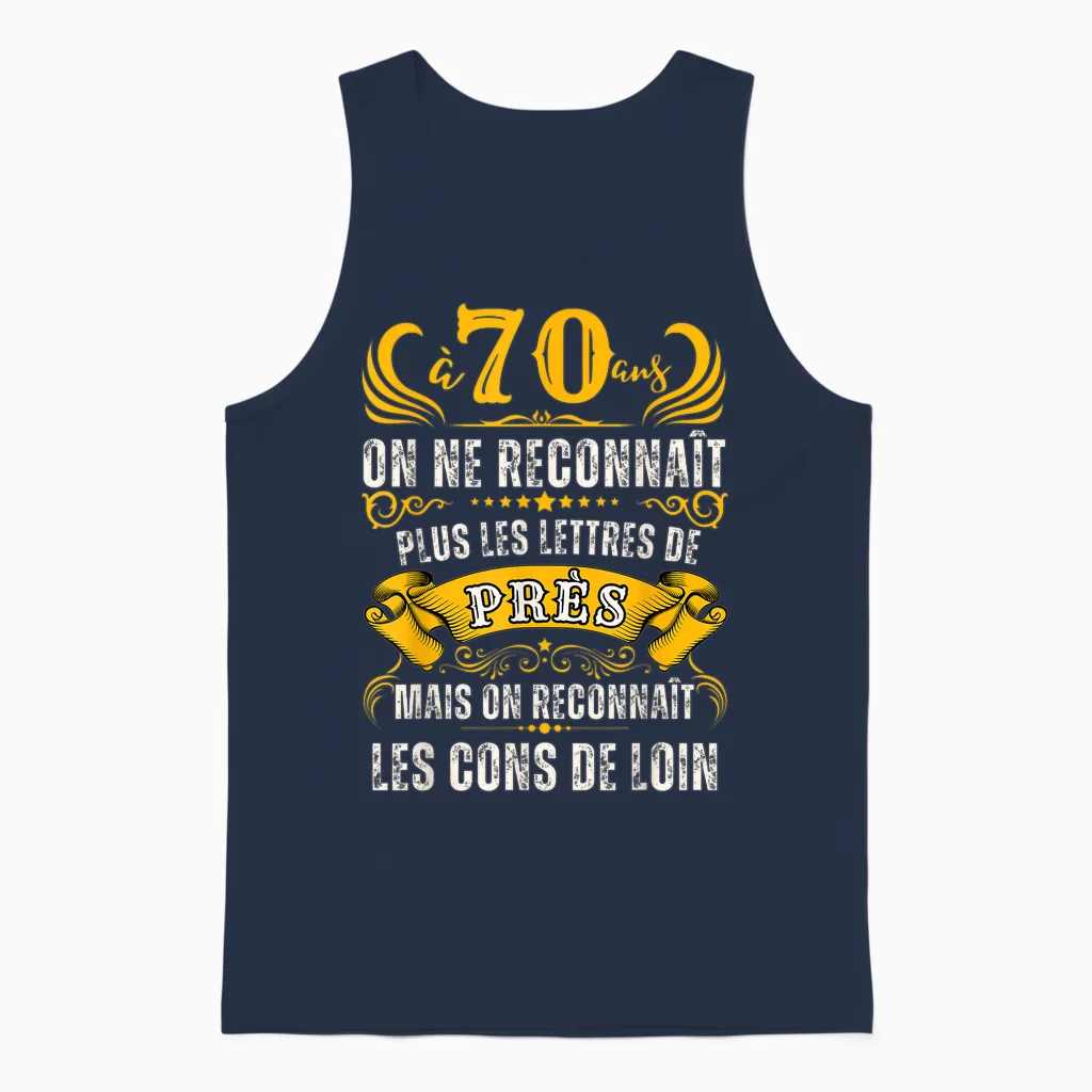 Birthday 70 Years Men Joke 70 Years Gift Vintage T-Shirt, Black, S Unisex Tank Top in Navy