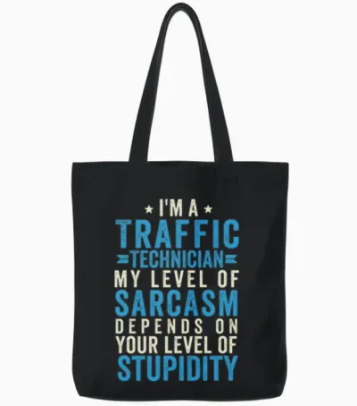 Funny Traffic Technician Tote Bags - Black