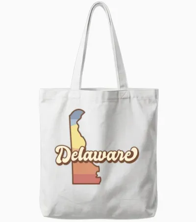 Delaware Retro Tote Bags - White