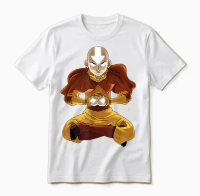 Avatar: the Last Airbender Aang Meditation T-Shirt, Black Unisex T-Shirt - White
