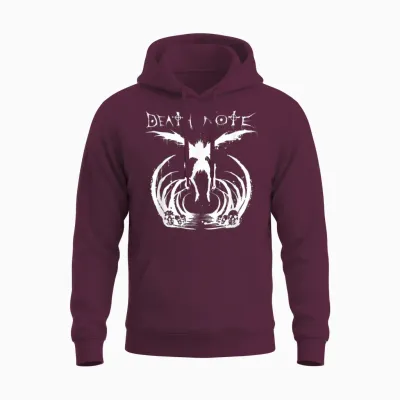 Death Note Ryuk Splatter Silhouette Anime Unisex Hoodie - Maroon