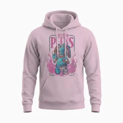 Call of Duty Mister Peeks Zombie Bunny Flames Video Game Unisex Hoodie - Light Pink