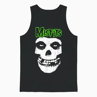 Misfits Green Skull Logo T-Shirt, Black Unisex Tank Top - Black