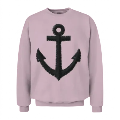 Anchor Embroidered Unisex Sweatshirt - Light Pink