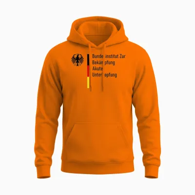 German Federal Institute for Combating Acute Underhopfung Party T-Shirt, Gray Unisex Hoodie - Safety Orange