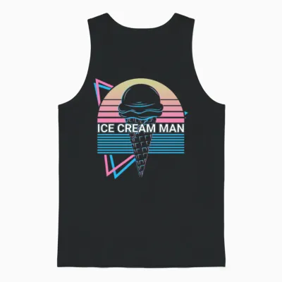 Ice Cream Retro Unisex Tank Top - Black