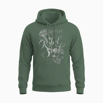 Backprint Streetwear Mode Vintage Damen Herren Schädel Skull Unisex Hoodie - Military Green