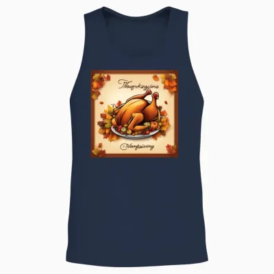 Happy Thanksgiving Unisex Tank Top - Navy