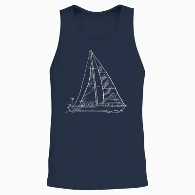 Segelboot Brustdruck Segelschiff Mit Namen Sail Auf Dem Boot Unisex Tank Top - Navy