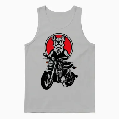 Funny Dog Biker Unisex Tank Top - Ash