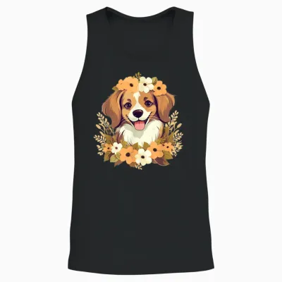 Niedlicher Hund Mit Blumen I Kids Dog Unisex Tank Top - Black