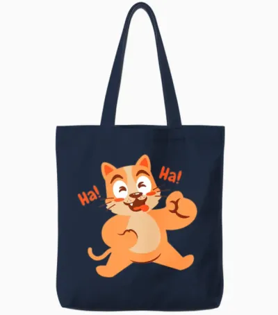Funny Cat Laugh Tote Bags - Navy