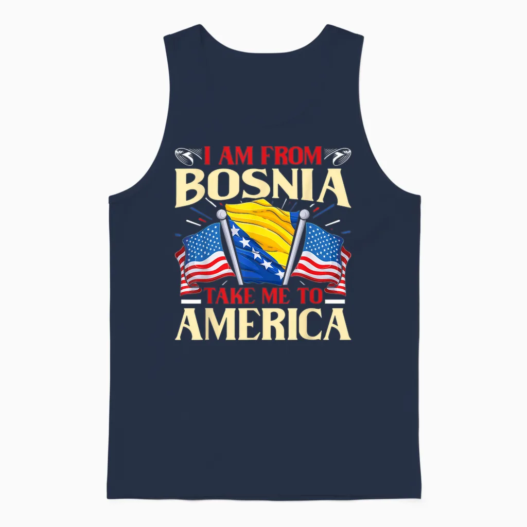 I Am from Bosnia Take Me to America - Bosnien Herzegowina Unisex Tank Top in Navy