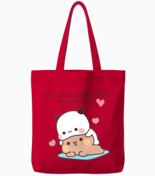 I Will Always Bring Smile to Your Face Bubu Dudu Tote Bags in Red
